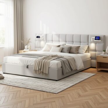 Taastrup Double Bed 180x200 cm, LED Lighting and USB-C