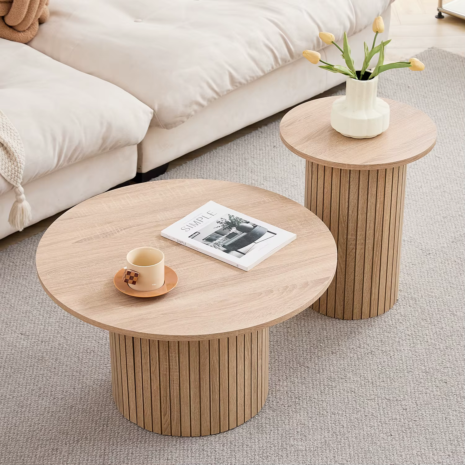 Solna Coffee Table Set – Scandinavian Design, Natural Finish
